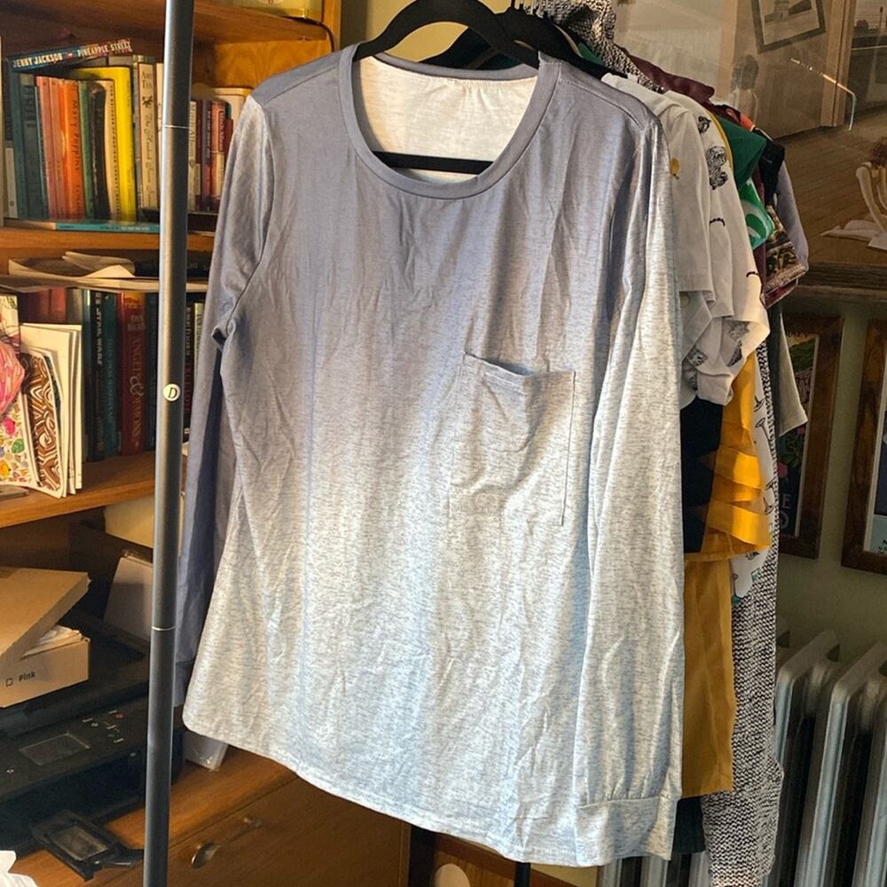 Ombré grey speckled l/s pocket tee